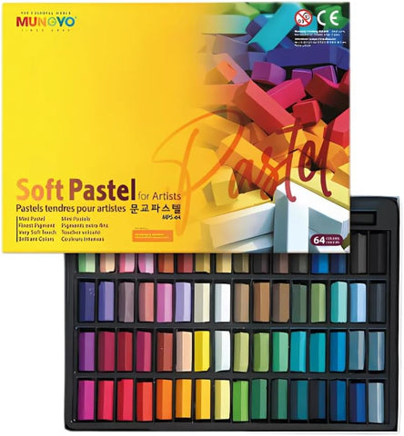 MUNGYO Soft Pastel Set – 64 Vibrant Square Pastels | Blendable Artist Colors