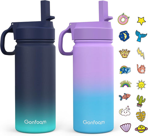 Insulated Kids Water Bottle – Leak-Proof Stainless Steel with Stickers (14 oz)