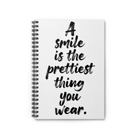 Inspirational Spiral Notebook - A Smile is the Prettiest Thing You Wear, Cute Journal, Writing Diary, Gift for Friends, Positive Affirmation