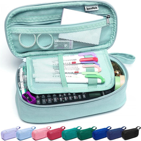 SPACEMATE Heavy Duty Pencil Pouch – Canvas Case with Zipper for Kids & Students