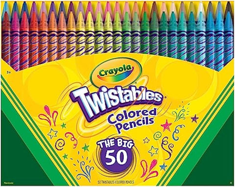 Crayola Twistables Colored Pencils – No Sharpening, 50 Count (Back to School Favorite)