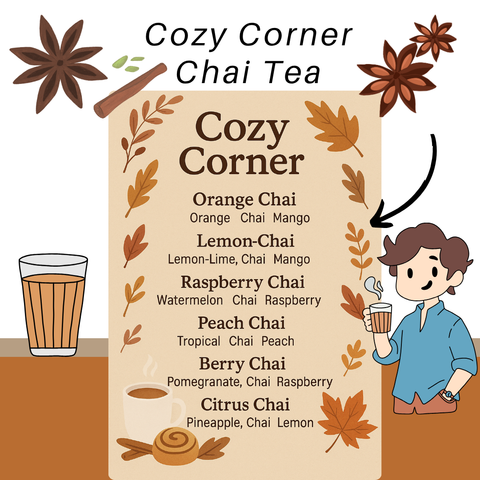 Cozy Corner Chai Tea Kit โ 6 Fall Loaded Teas | Warm or Iced Energy Drinks
