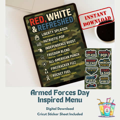 Red, White & Refreshed โ Patriotic Tea Sticker Sheet (Printable or Cut-Ready)