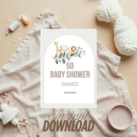 50 Baby Shower Games Bundle - Printable Baby Shower Activity Pack with Answer Key - Instant Download