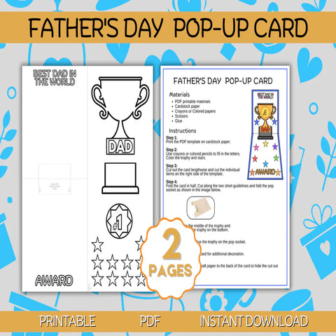 ๐ Fatherโs Day Pop-Up Card โ Printable DIY Craft for Kids
