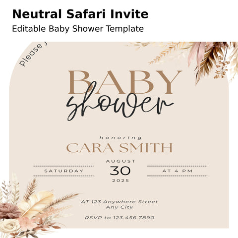 Neutral Safari Baby Shower Invitation