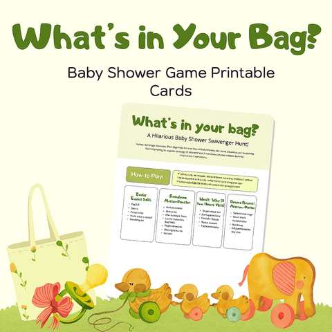 What’s In Your Bag Baby Shower Game Printable – Funny Icebreaker Activity for Baby Showers, Instant Download