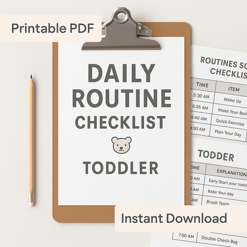 Toddler Routine Checklist • Printable Daily Schedule for Daycare & Home • Instant Download PDF for Moms