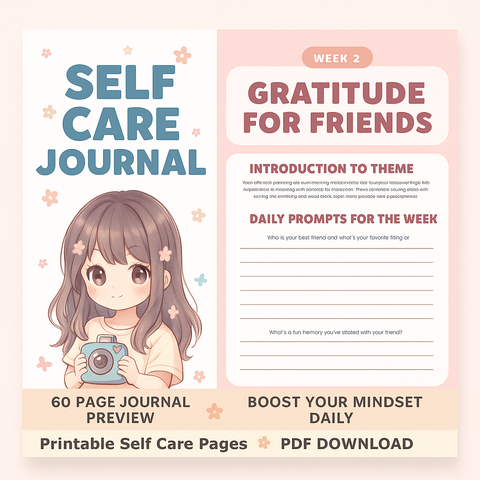 Gratitude Journal Printable | 60-Page Daily Reflection Template | PNG Download | Self Care & Mindfulness Tracker