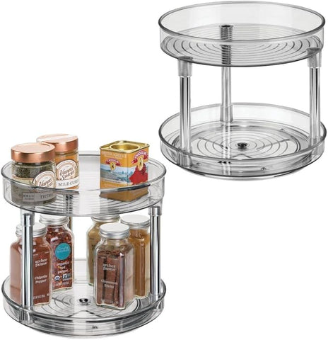 2-Tier Lazy Susan Turntable for Kitchen Cabinets, Shelf, Table, Countertop