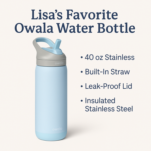 Lisa’s Favorite Owala Water Bottle – 40 oz Leak-Proof with Straw